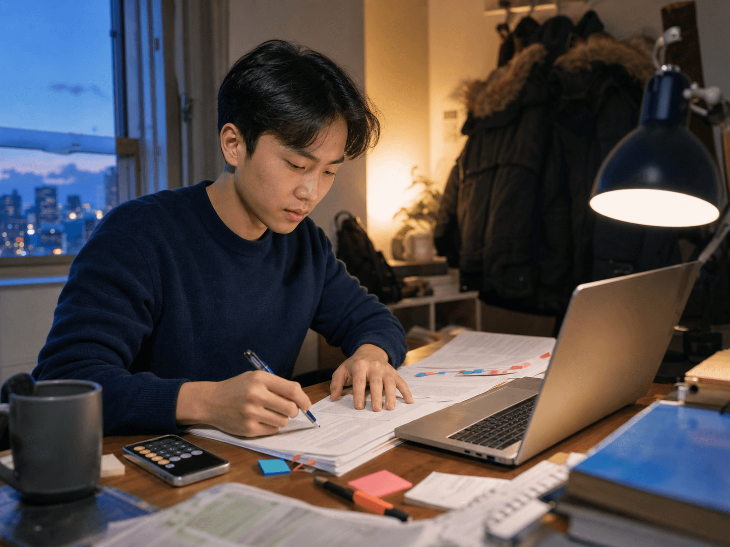 Một sinh viên Việt Nam chuẩn bị giấy tờ cho hồ sơ học bổng